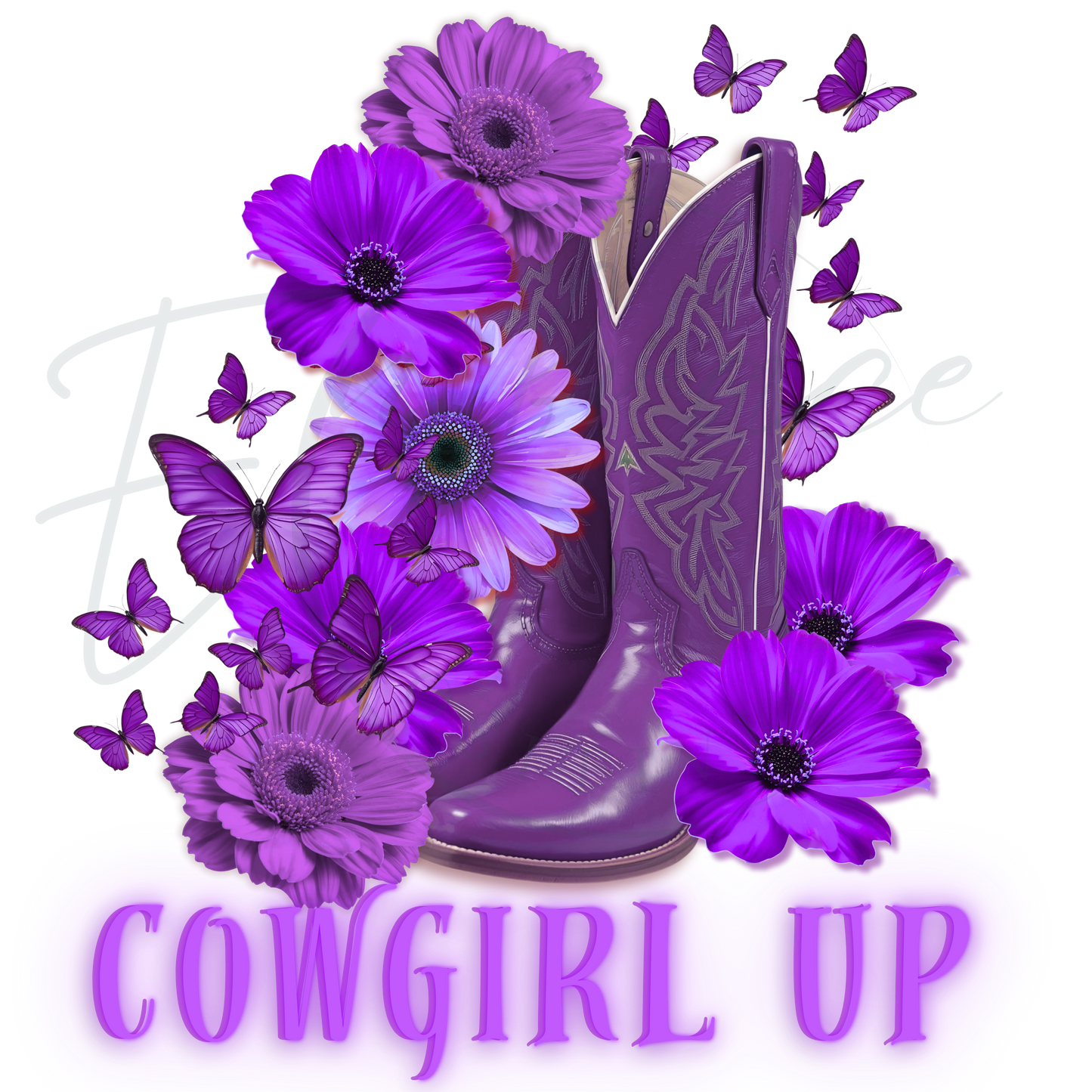 Cowboy Boot With Flowers - DTF TEMPLATE
