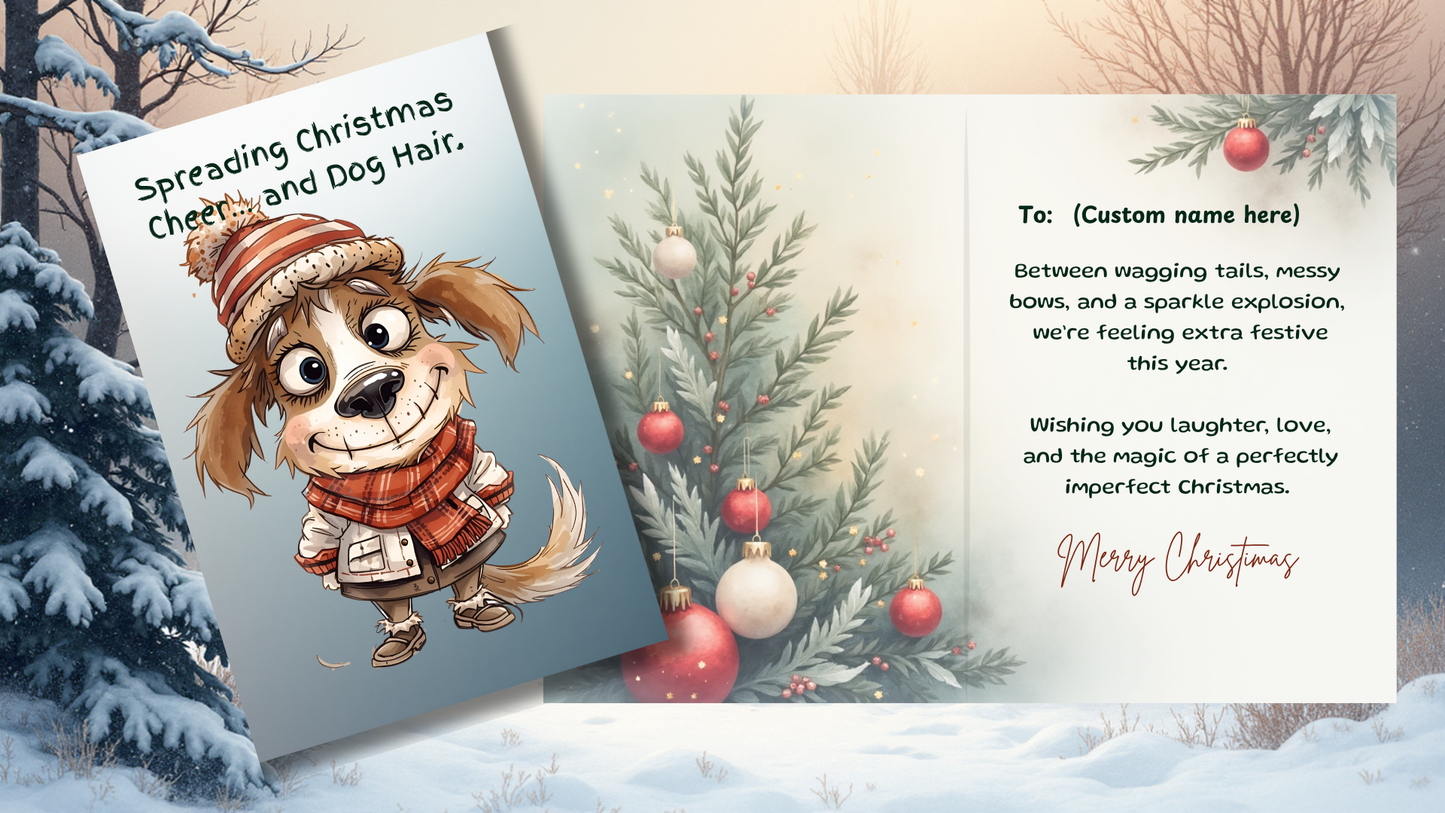 Customizable Whimsical Christmas Card Set of 12 | Rustic Holiday Cards | Digital Download