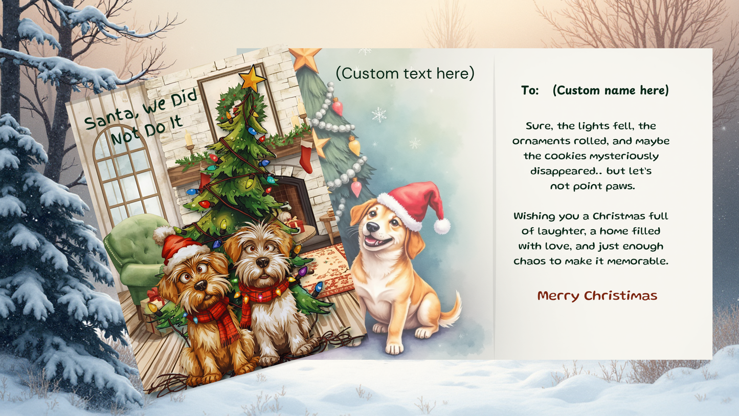 Customizable Whimsical Christmas Card Set of 12 | Rustic Holiday Cards | Digital Download