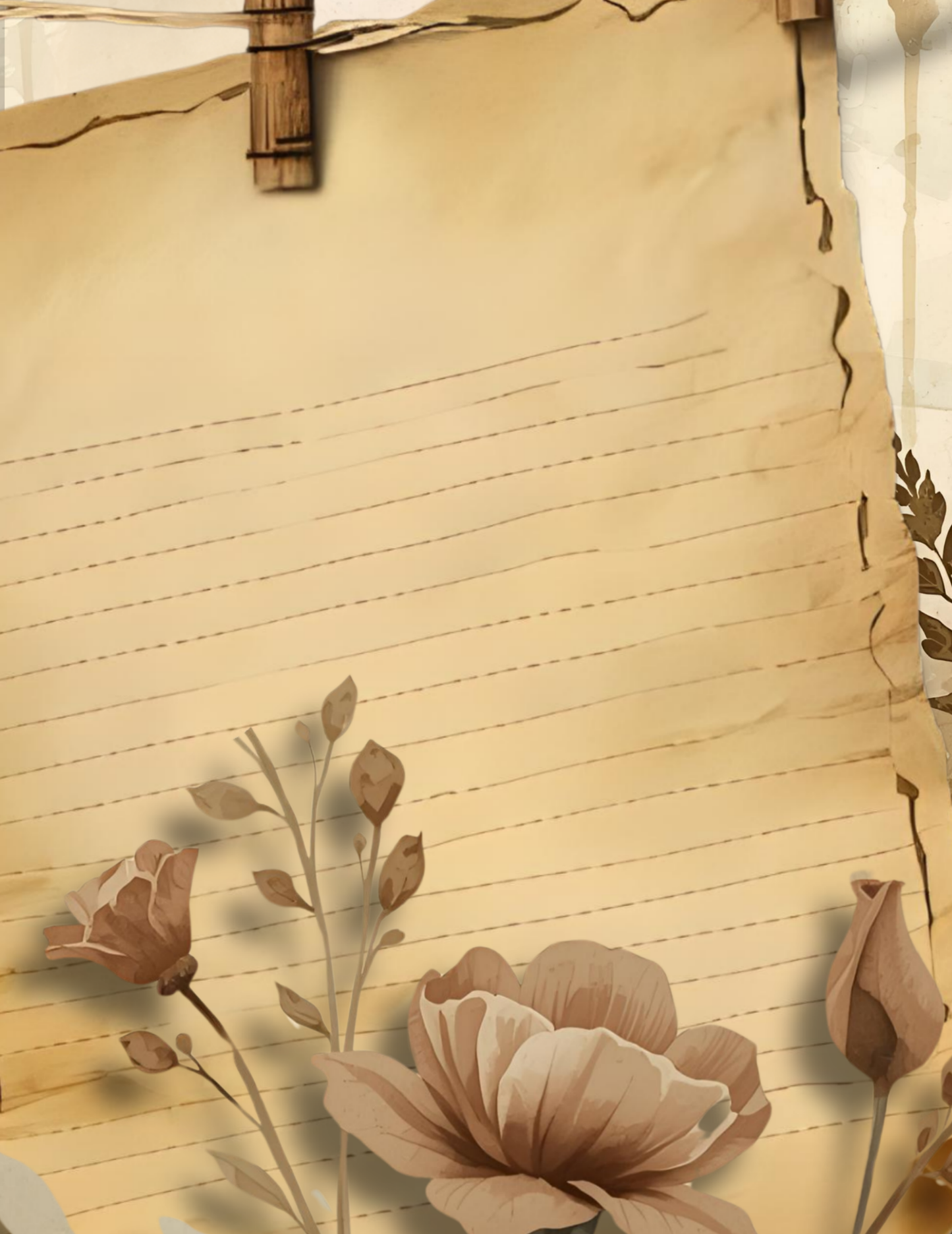 Rustic Junk Journal -Weathered Vintage Pages- Earthtone Writing Notebook- Antique Style Diary- Botanical Floral Journal - 220 Pages 8.5 X 11