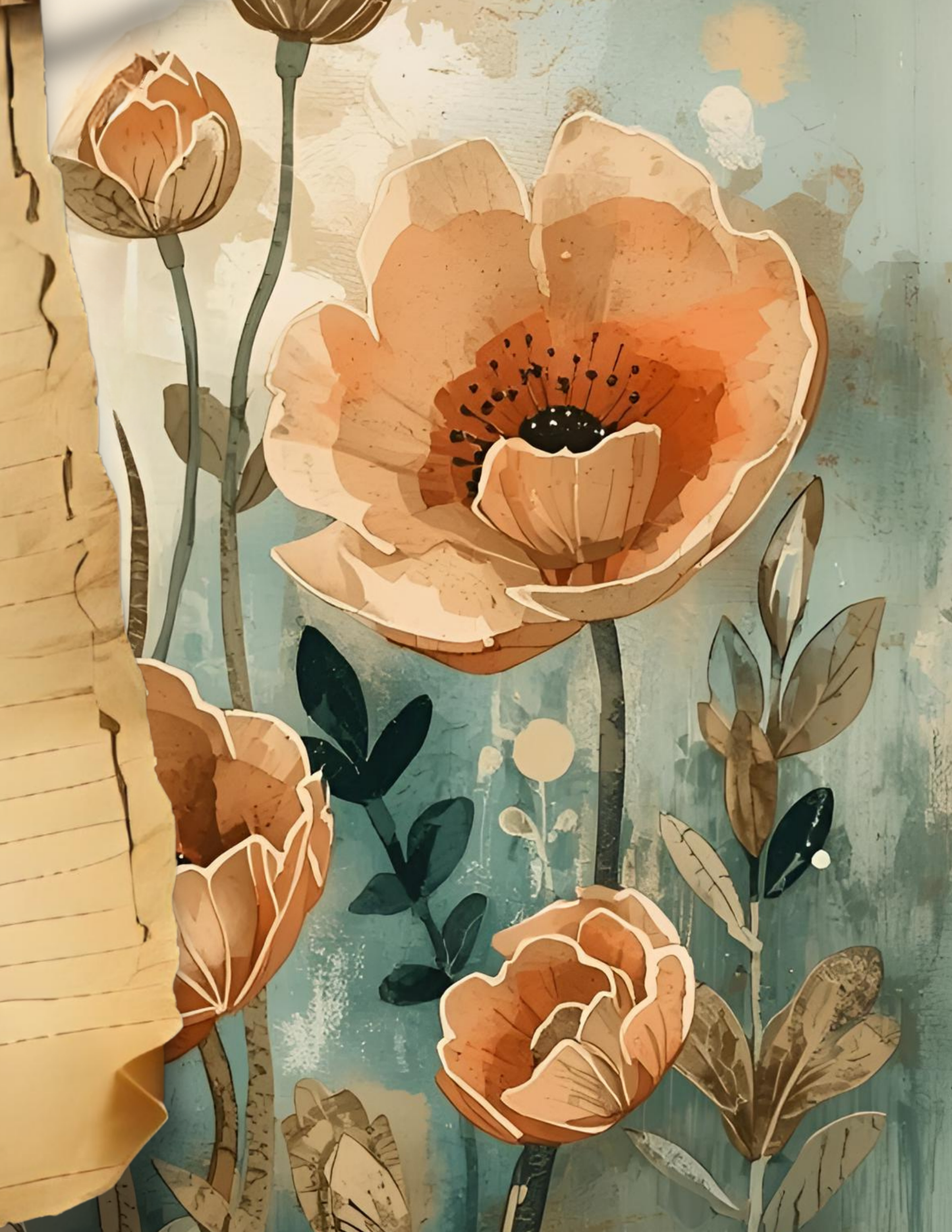 Rustic Junk Journal -Weathered Vintage Pages- Earthtone Writing Notebook- Antique Style Diary- Botanical Floral Journal - 220 Pages 8.5 X 11