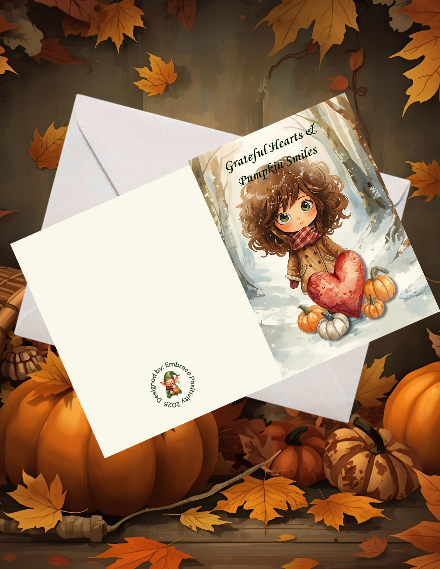 Grateful Hearts & Pumpkin Smiles - Personalized Thanksgiving Greeting Cards - (1, 10, 30, and 50pcs)