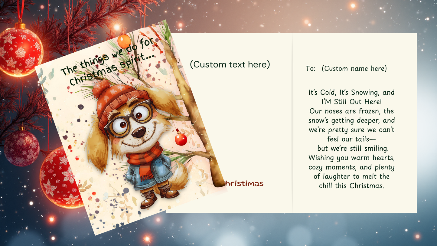 Whimsical Dog Christmas Cards | Funny Holiday Set 7 | 5x7 Vertical Templates | Printable Digital Card Designs