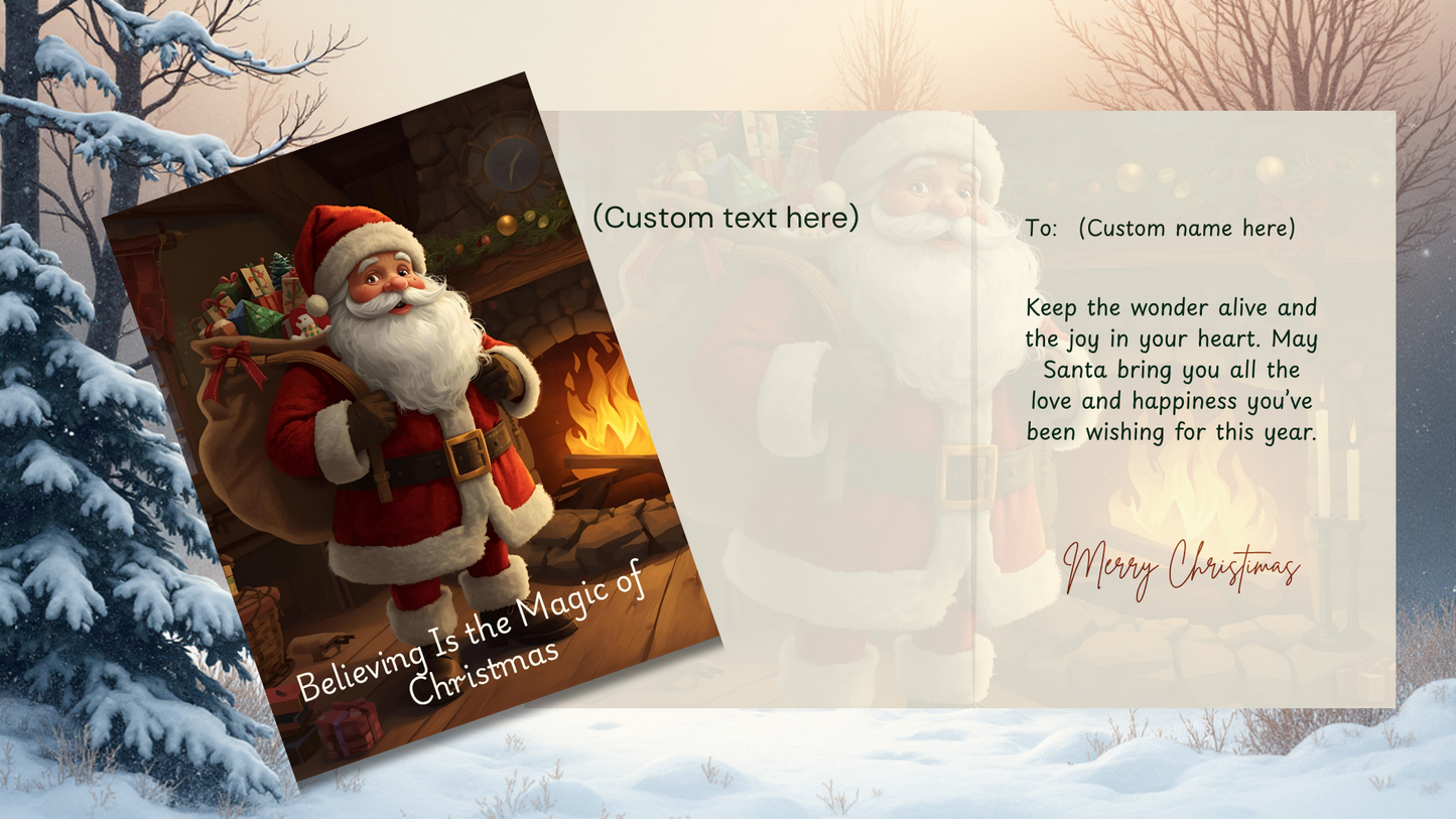 Customizable Whimsical Christmas Card Set of 12 | Rustic Holiday Cards | Digital Download