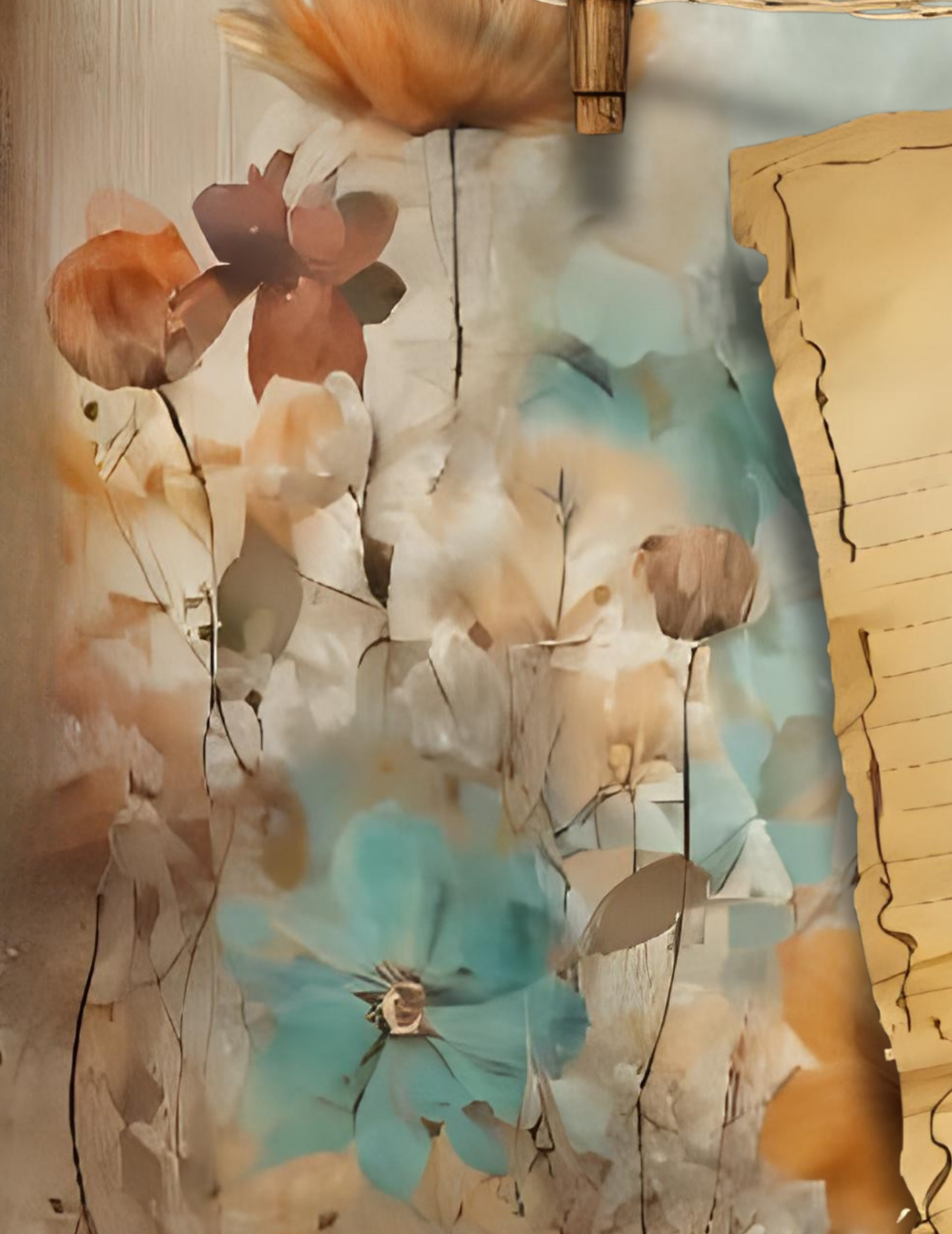 Rustic Junk Journal -Weathered Vintage Pages- Earthtone Writing Notebook- Antique Style Diary- Botanical Floral Journal - 220 Pages 8.5 X 11