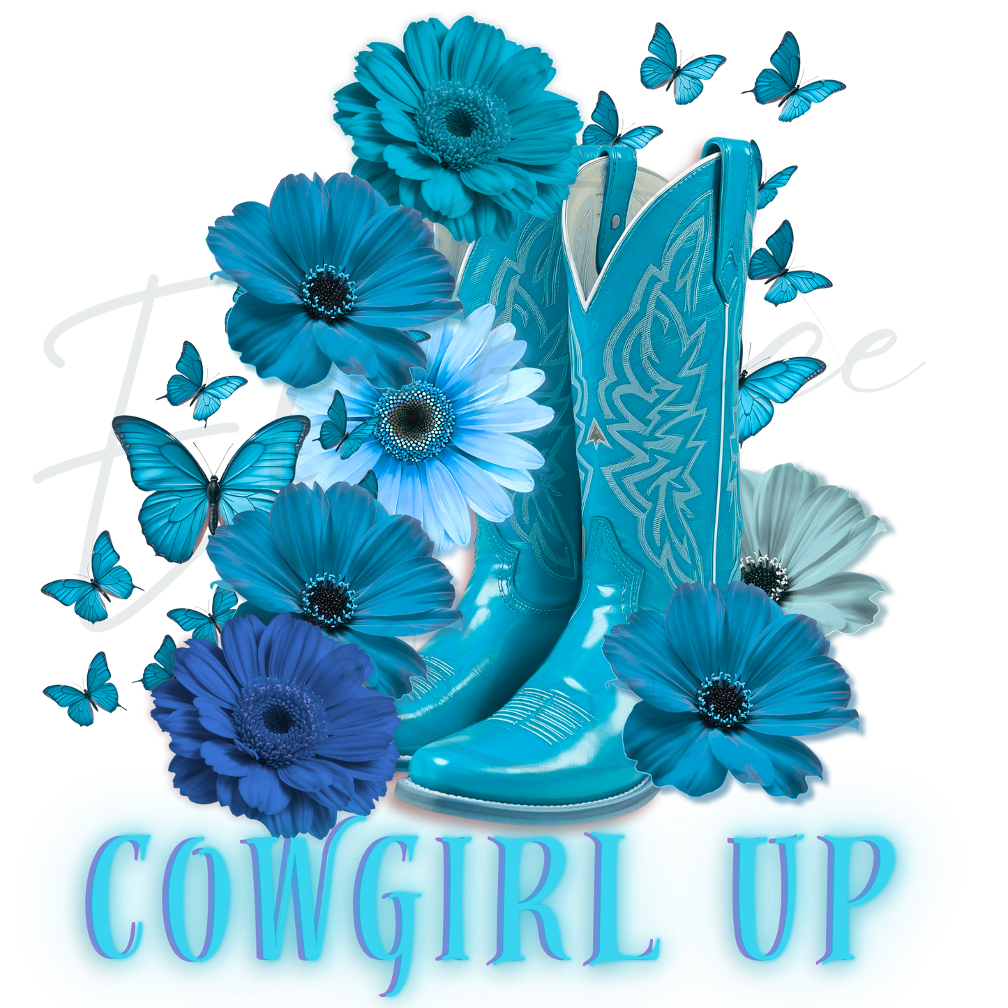 Cowboy Boot With Flowers - DTF TEMPLATE