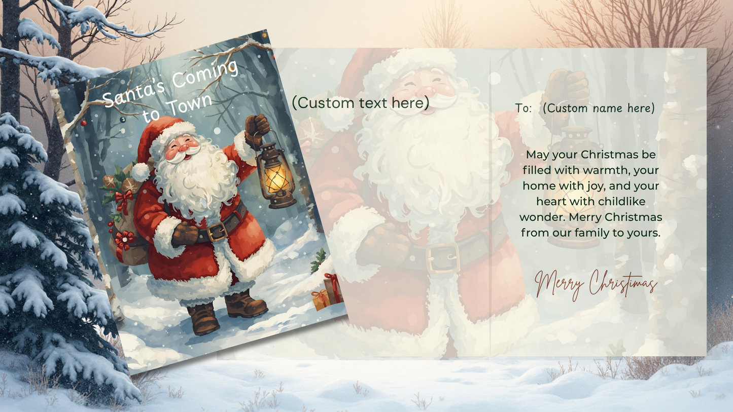 Customizable Whimsical Christmas Card Set of 12 | Rustic Holiday Cards | Digital Download