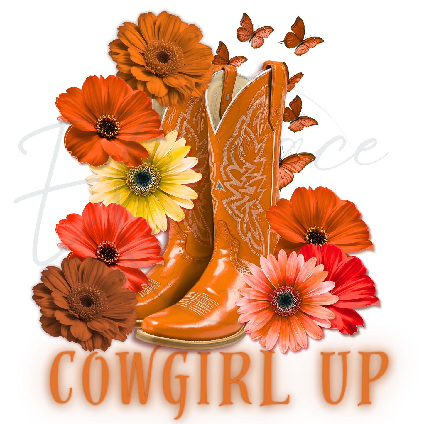 Cowboy Boot With Flowers - DTF TEMPLATE