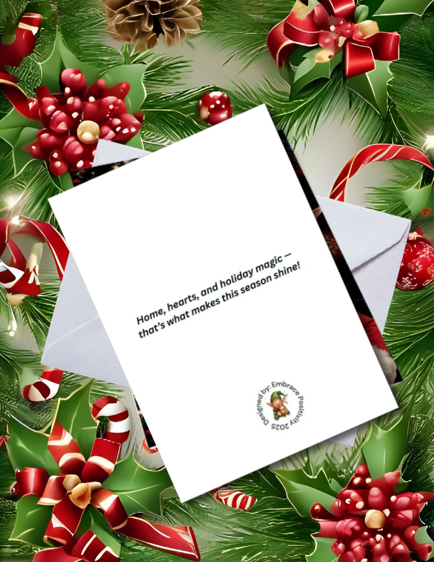 Whimsical Personalized Christmas Greeting Card Pack (10) – Santa's Selfie with Elves & Rudolph