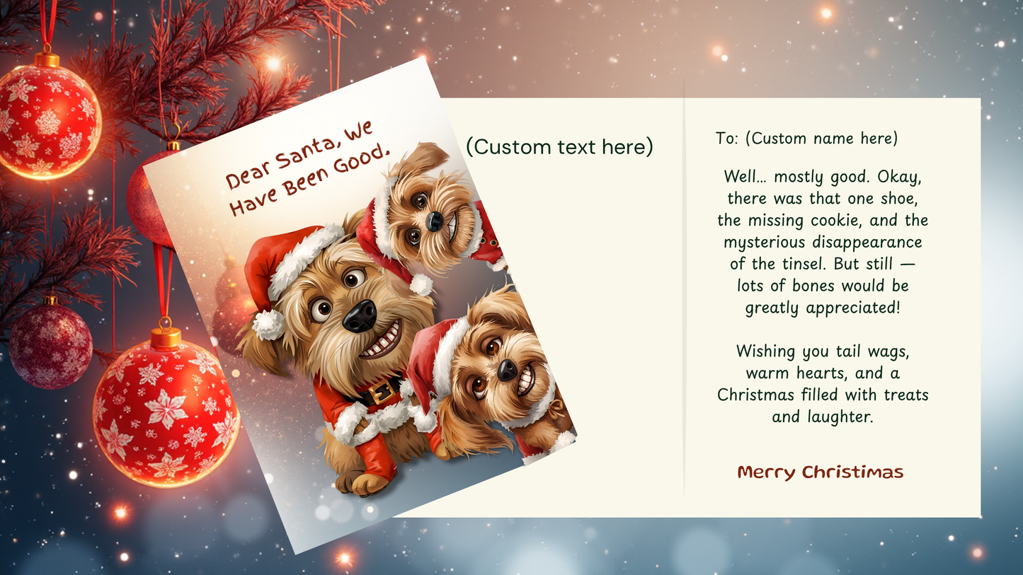 Whimsical Dog Christmas Cards | Funny Holiday Set 7 | 5x7 Vertical Templates | Printable Digital Card Designs