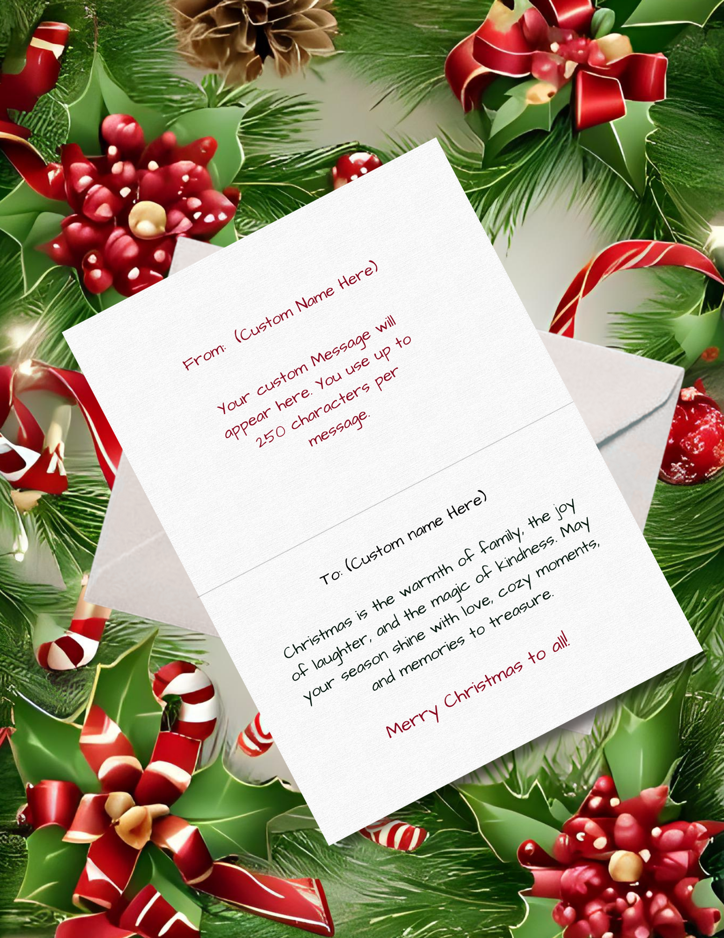 Whimsical Pack of 10 Personalized Greeting Cards – Just a Girl and Her Reindeer - Merry Christmas