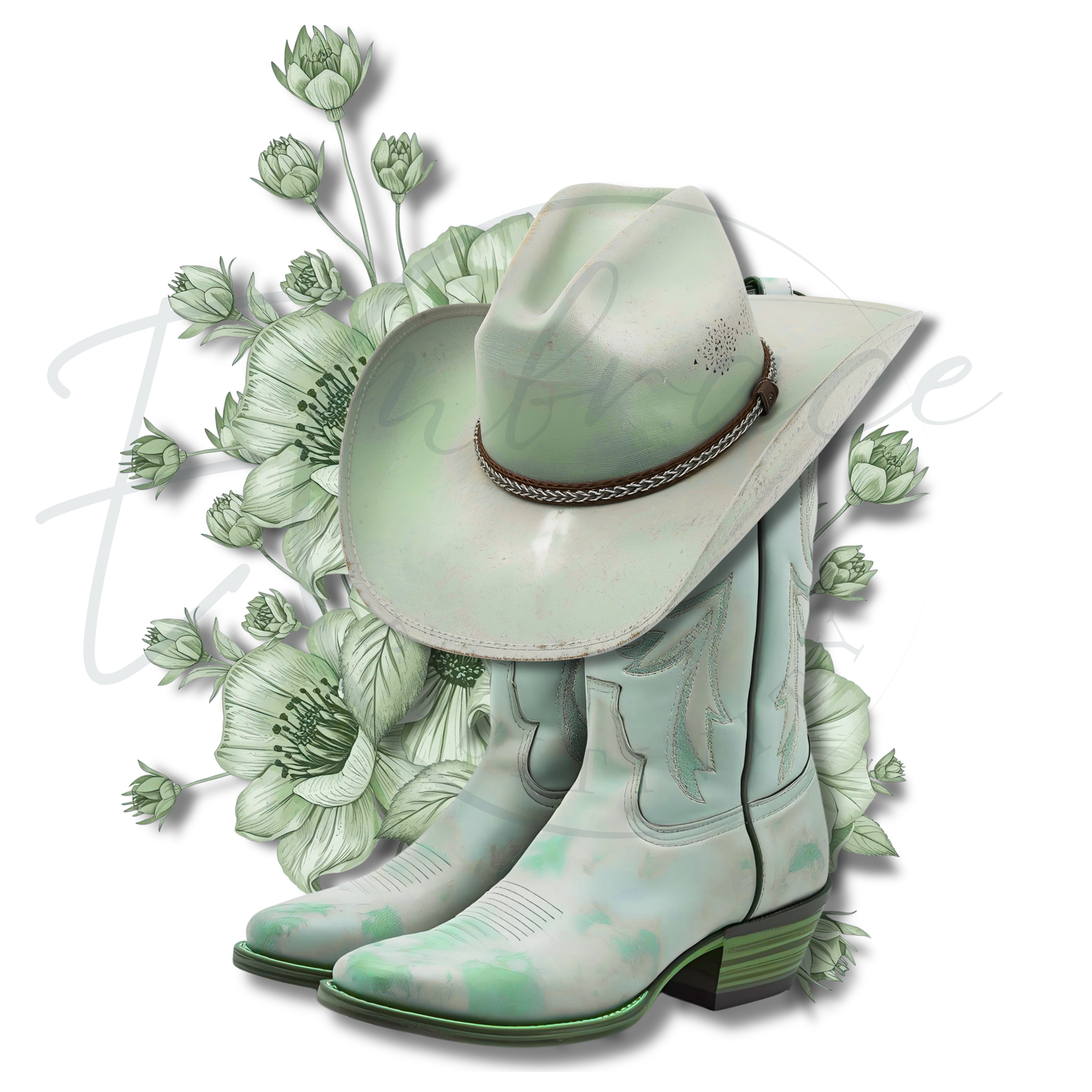 Rustic Cowboy Boots & Hat - DTF Template