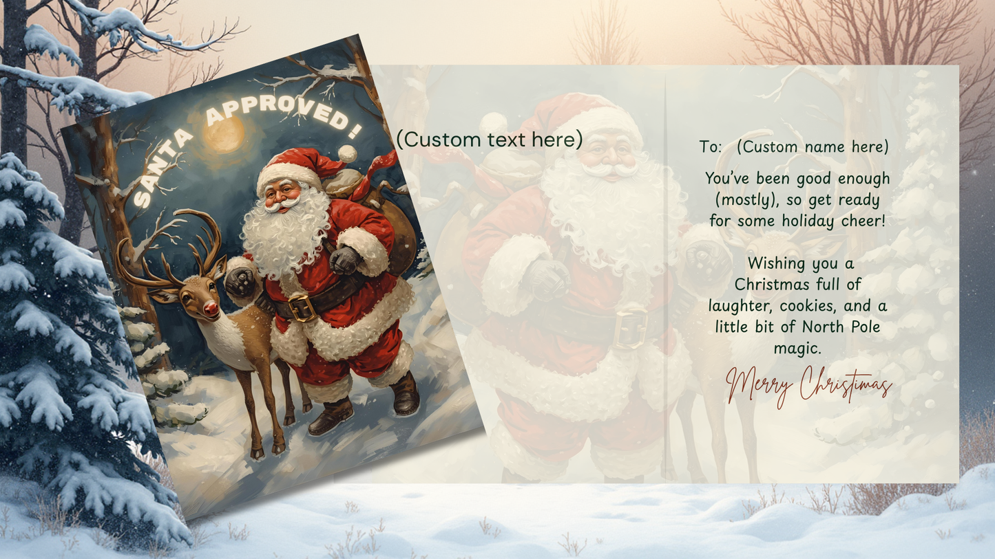 Customizable Whimsical Christmas Card Set of 12 | Rustic Holiday Cards | Digital Download