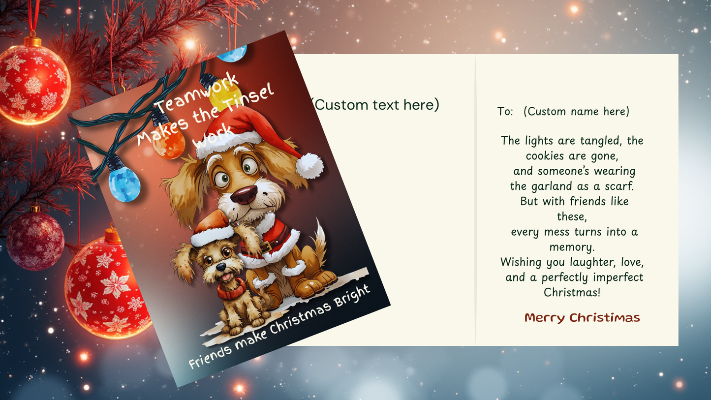 Whimsical Dog Christmas Cards | Funny Holiday Set 7 | 5x7 Vertical Templates | Printable Digital Card Designs
