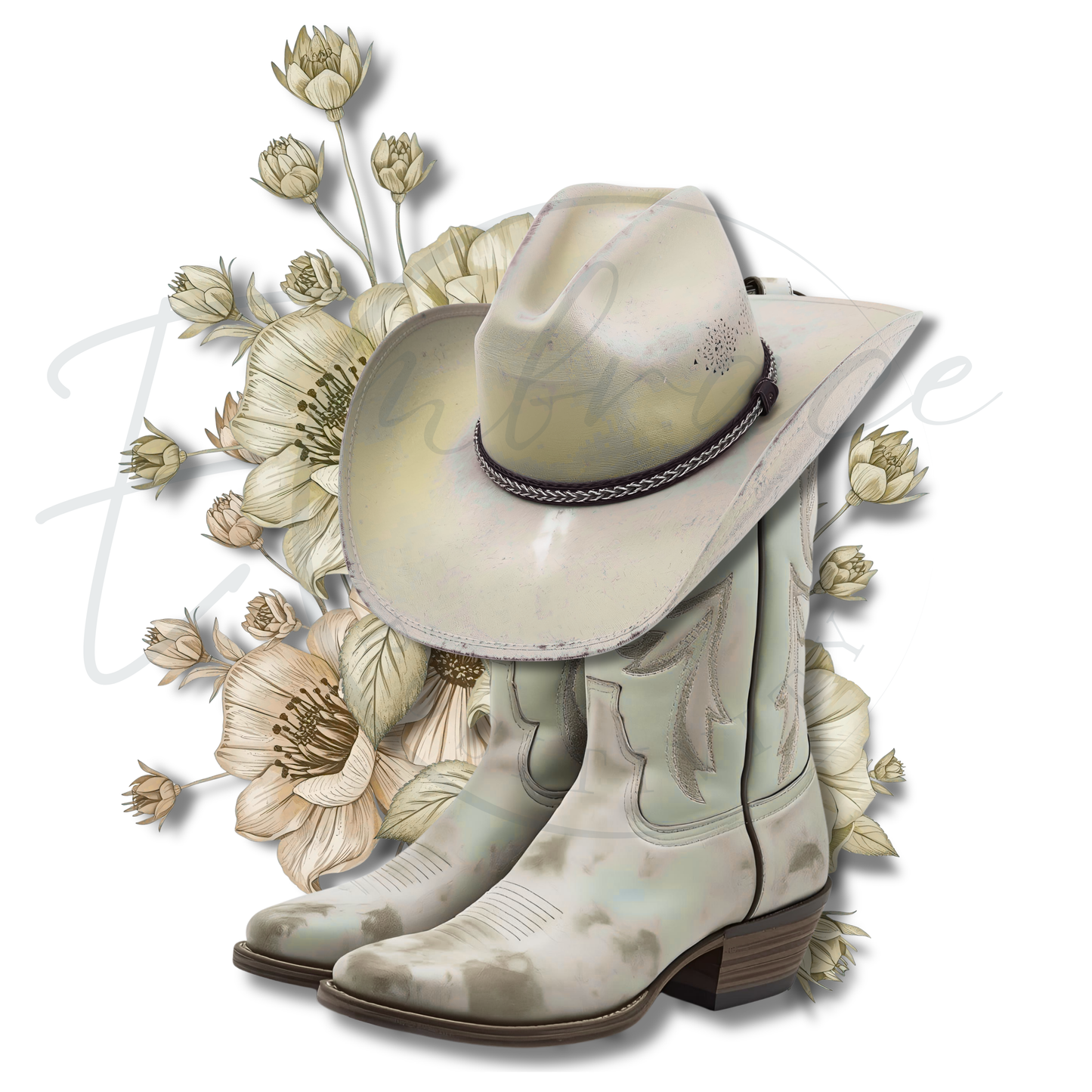Rustic Cowboy Boots & Hat - DTF Template