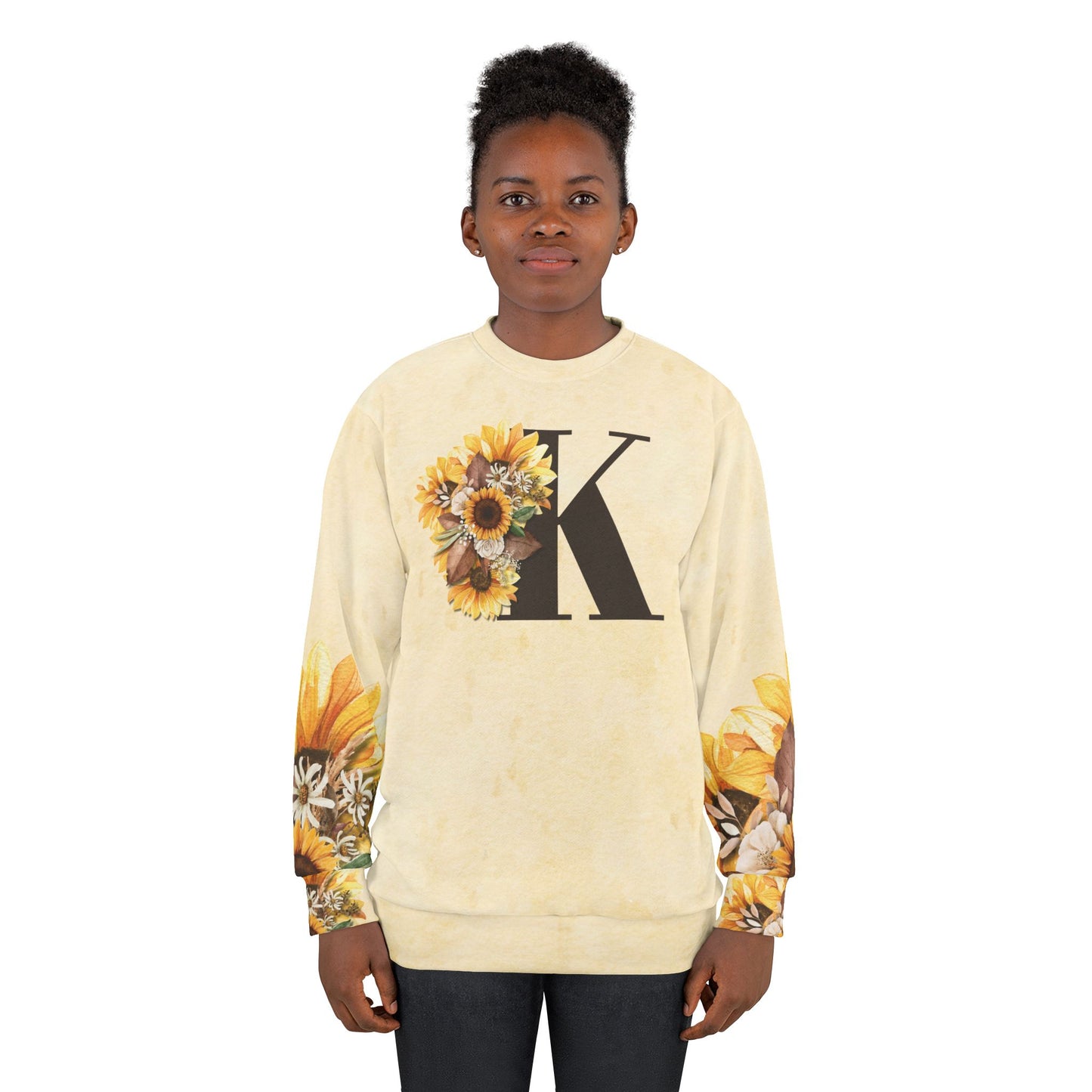 Yellow Floral With Letter - Cozy Fall Apparel, Casual Streetwear