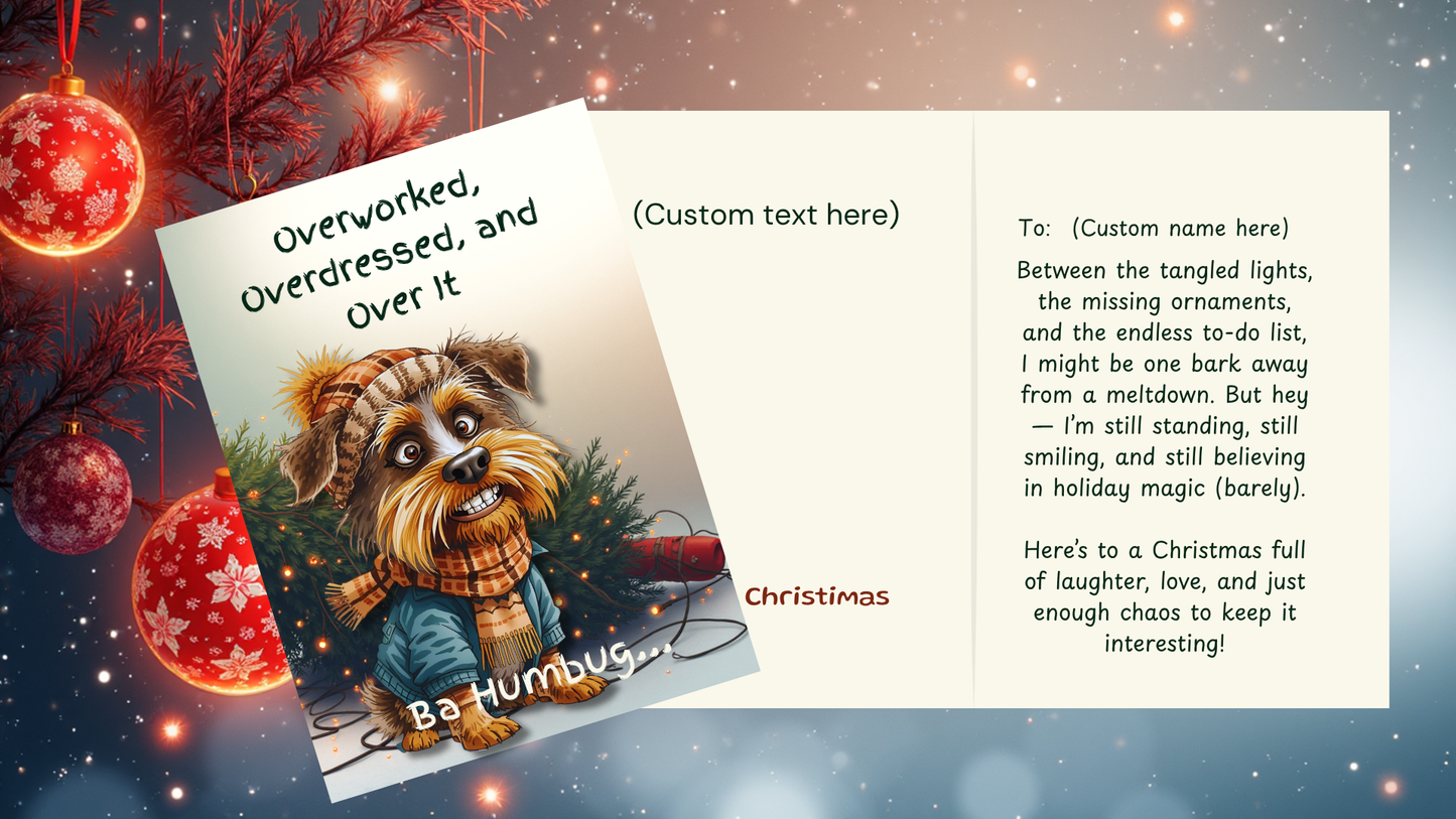 Whimsical Dog Christmas Cards | Funny Holiday Set 7 | 5x7 Vertical Templates | Printable Digital Card Designs