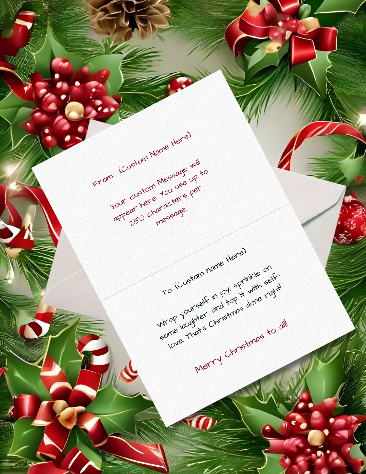 Whimsical Pack of 10 Personalized Greeting Cards – Just a Girl and Her Reindeer - Merry Christmas