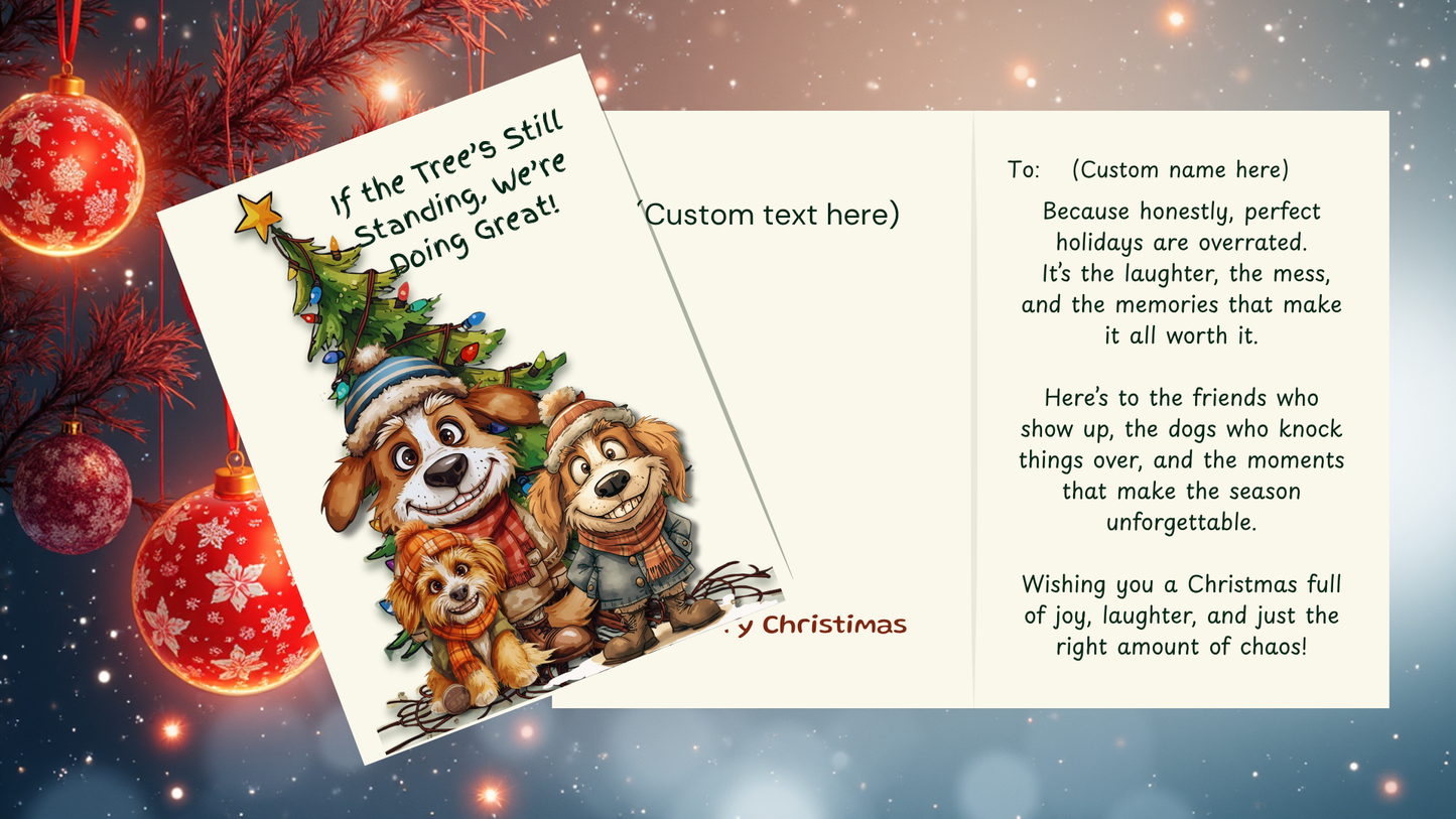 Whimsical Dog Christmas Cards | Funny Holiday Set 7 | 5x7 Vertical Templates | Printable Digital Card Designs