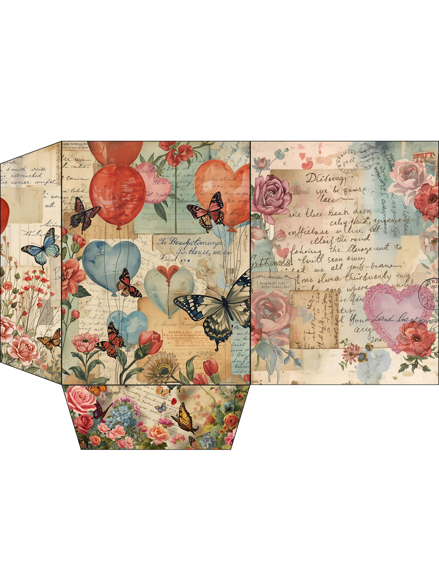 Printable Junk Journal Kit – 65 Pages Nostalgic Love Collage | Vintage Ephemera Tags & Pockets | Digital Download