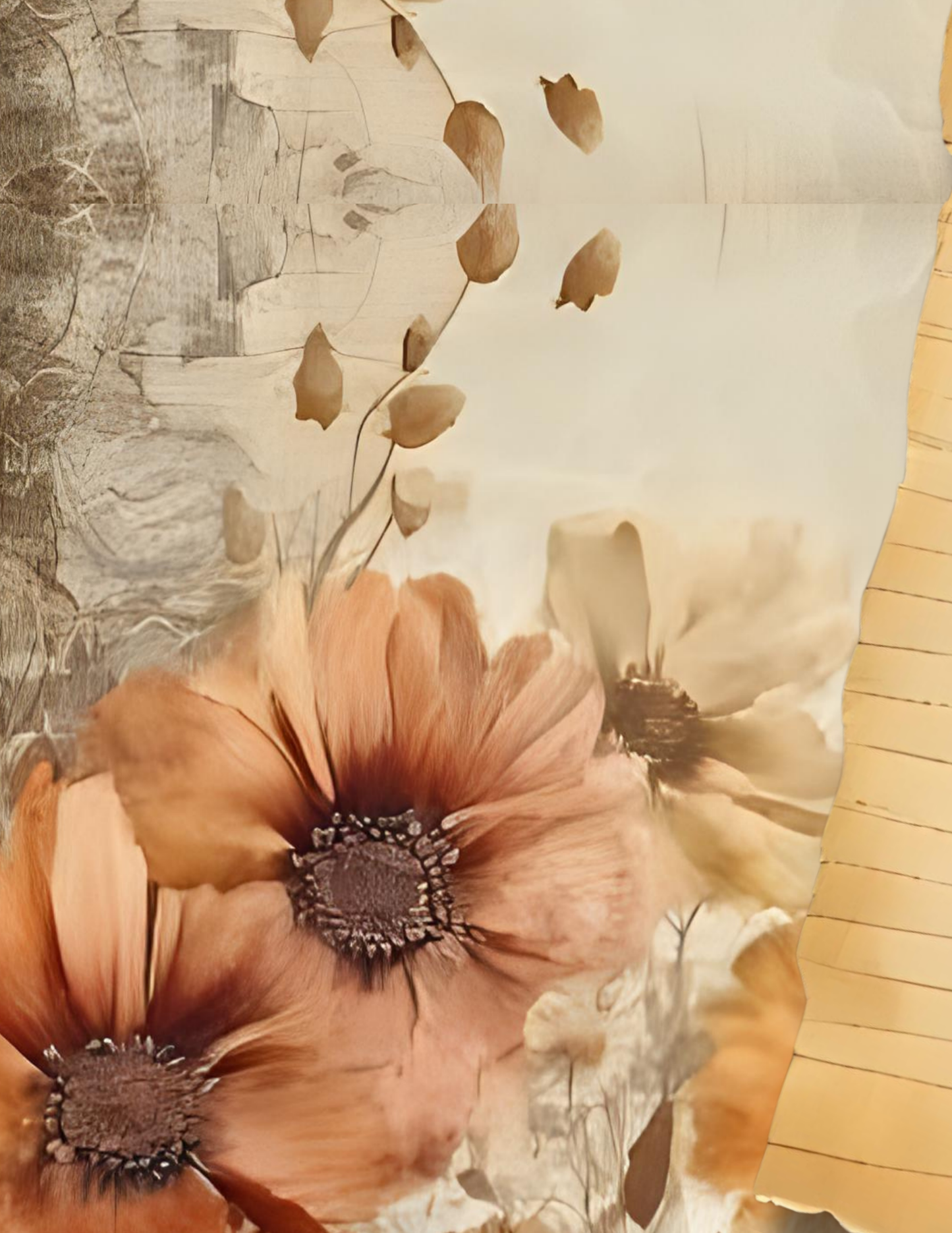 Rustic Junk Journal -Weathered Vintage Pages- Earthtone Writing Notebook- Antique Style Diary- Botanical Floral Journal - 220 Pages 8.5 X 11