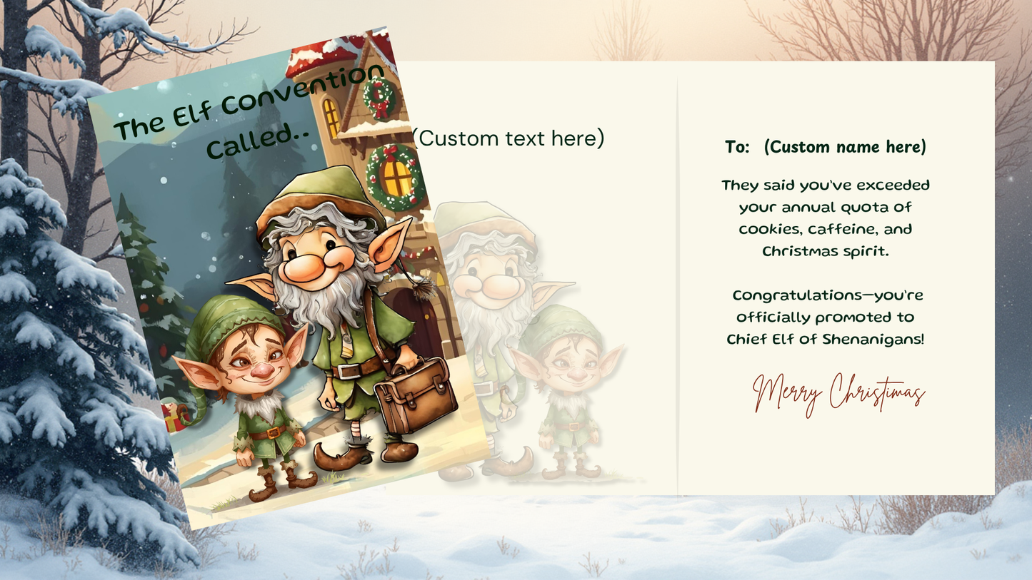 Customizable Whimsical Christmas Card Set of 12 | Rustic Holiday Cards | Digital Download