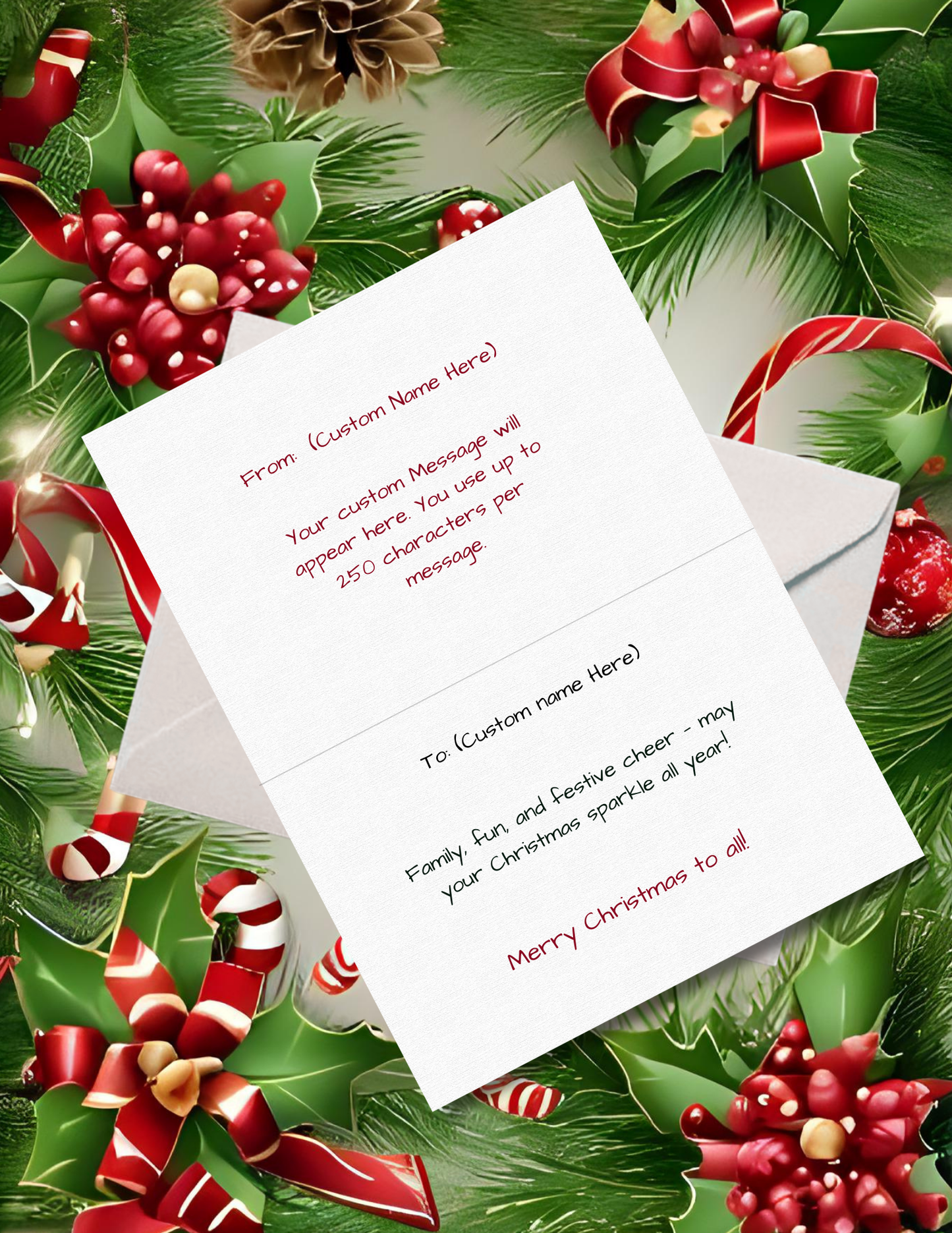 Whimsical Pack of 10 Personalized Greeting Cards – Just a Girl and Her Reindeer - Merry Christmas