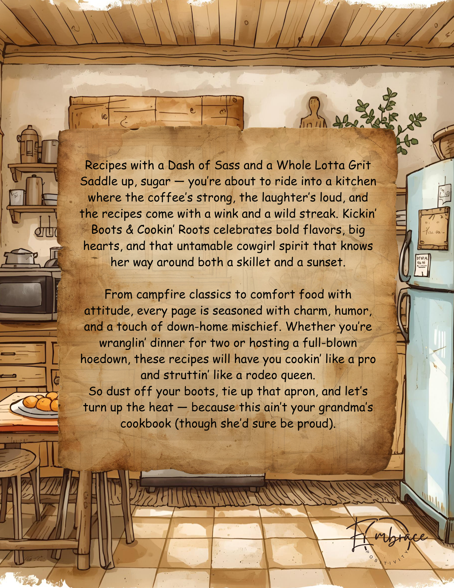 Printable Blank Cookbook – Kickin’ Boots & Cookin’ Roots | Cowgirl Recipe Journal with 8 Tags | Digital Download