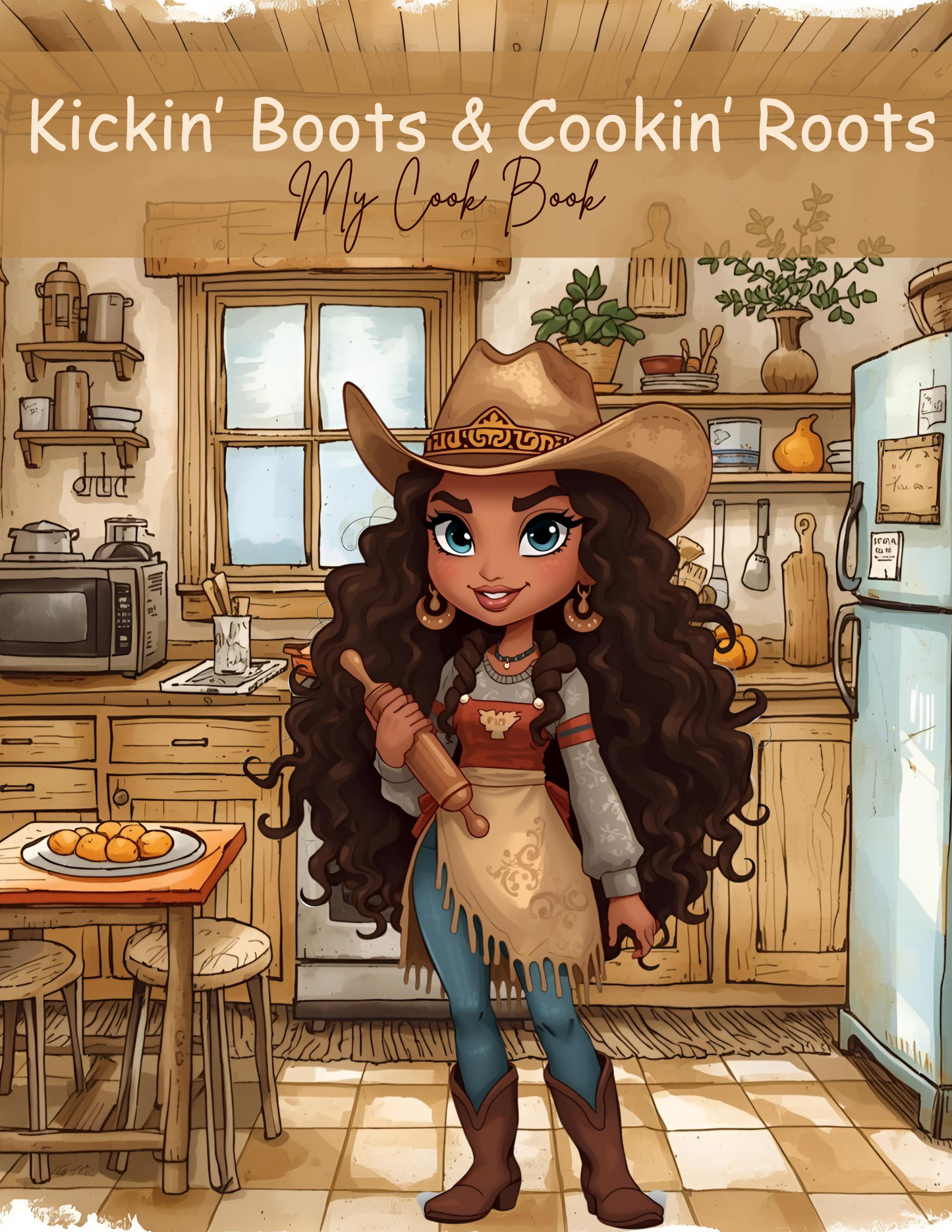 Printable Blank Cookbook – Kickin’ Boots & Cookin’ Roots | Cowgirl Recipe Journal with 8 Tags | Digital Download