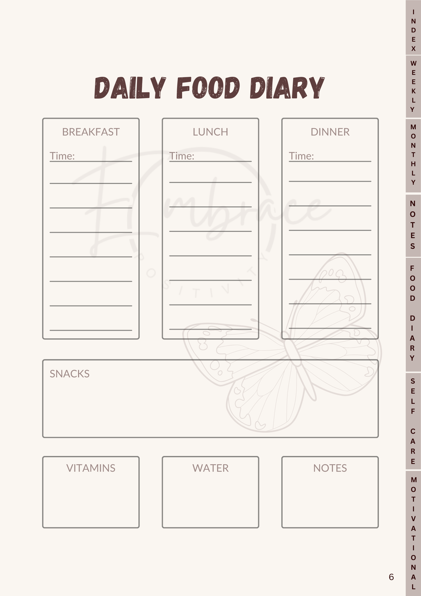 Thrive and Shine Digital Planner. Downloadable, Weekly, Monthly, Daily Planning and Self Care Journal, Food Diary, Wellness & Motivation PDF.