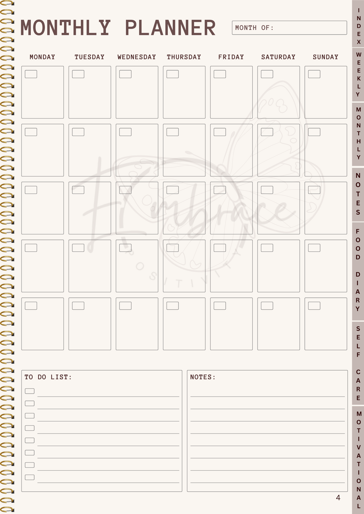 Thrive and Shine Digital Planner. Downloadable, Weekly, Monthly, Daily Planning and Self Care Journal, Food Diary, Wellness & Motivation PDF.