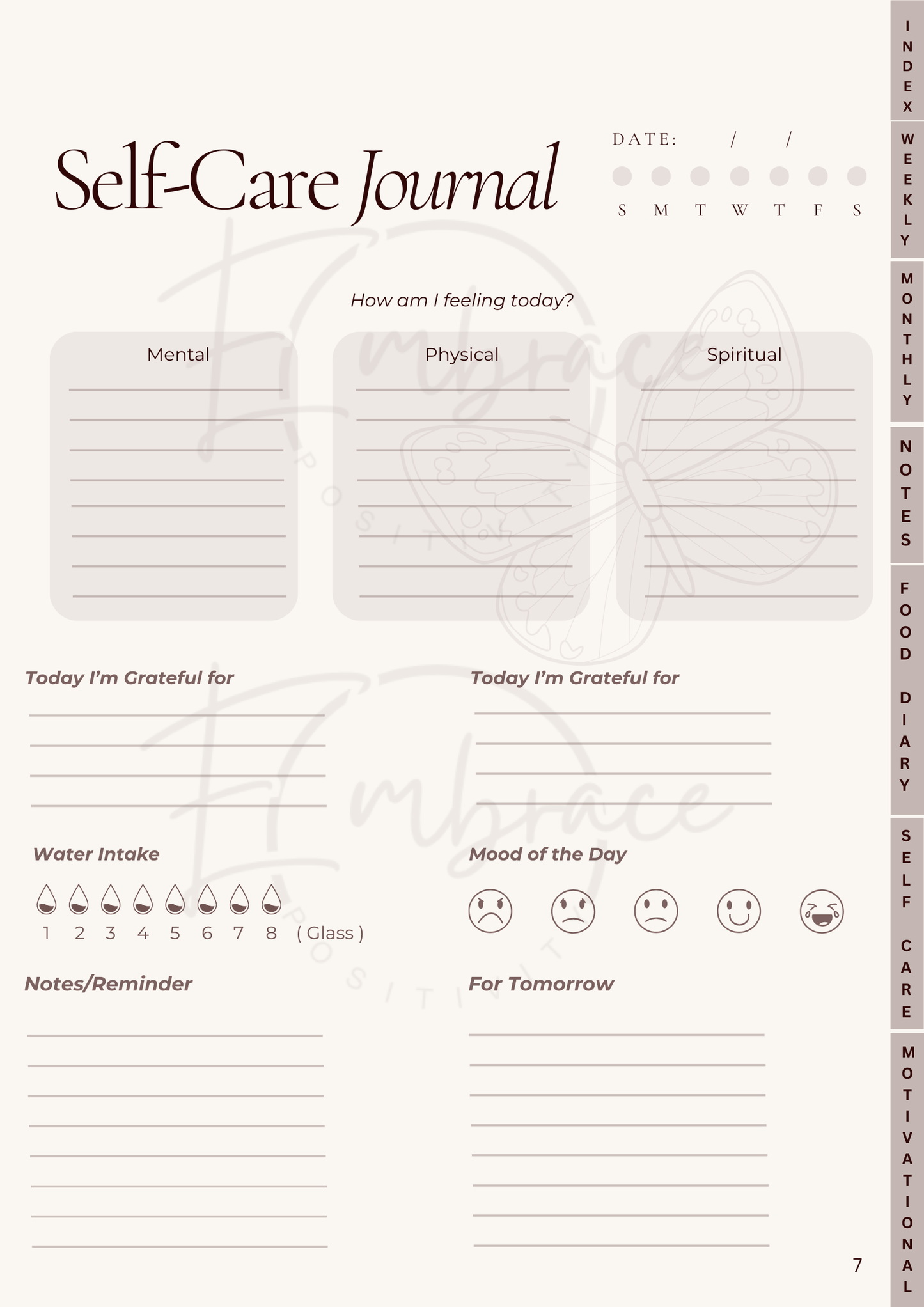 Thrive and Shine Digital Planner. Downloadable, Weekly, Monthly, Daily Planning and Self Care Journal, Food Diary, Wellness & Motivation PDF.