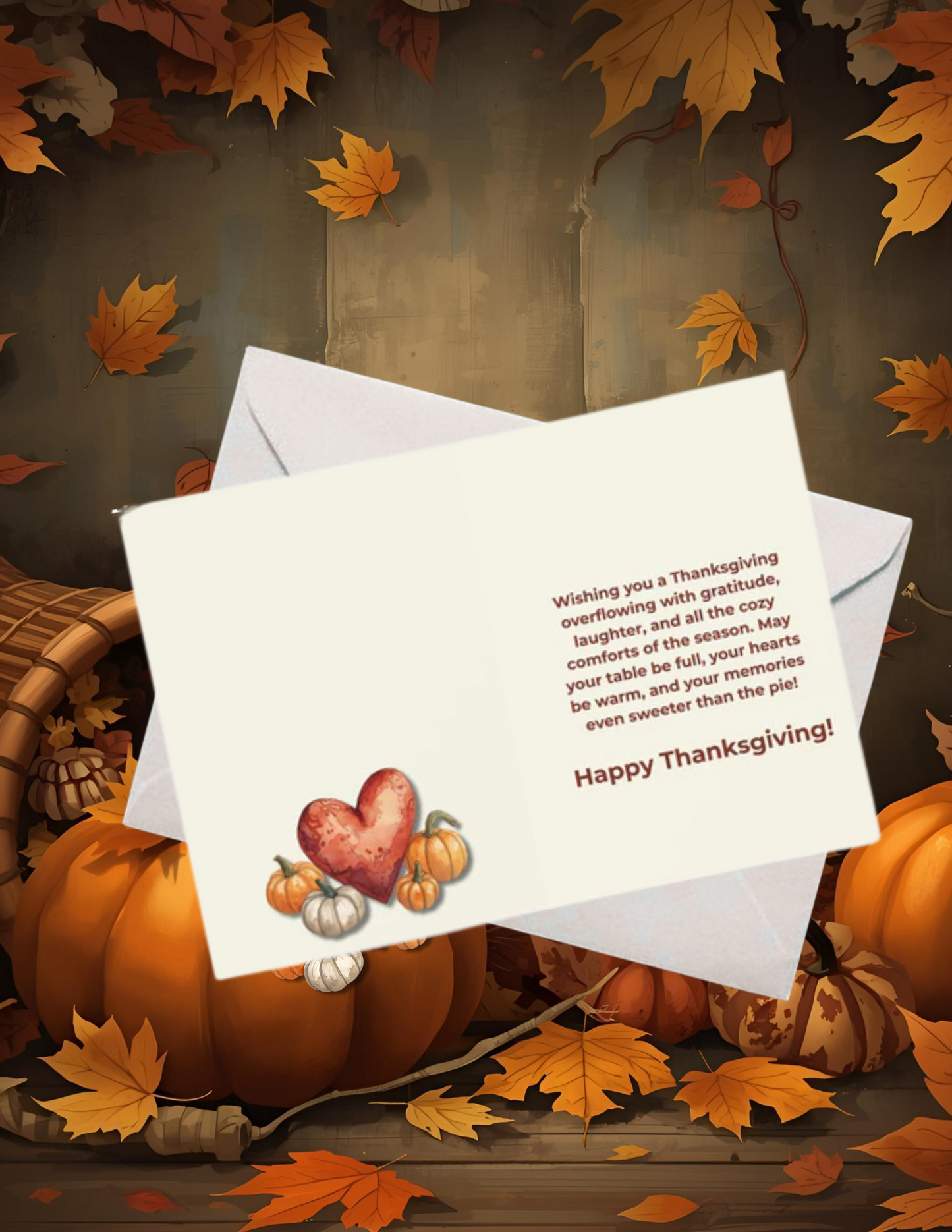Grateful Hearts & Pumpkin Smiles - Personalized Thanksgiving Greeting Cards - (1, 10, 30, and 50pcs)