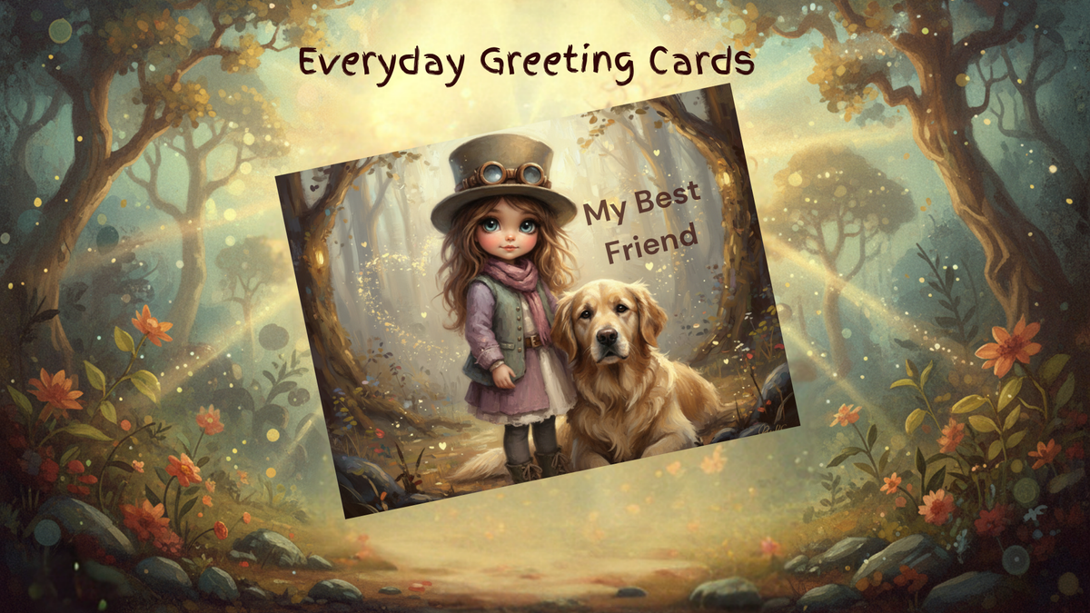 Digital Whymsical - Vagbon girl - Greeting Cards - Personnel use