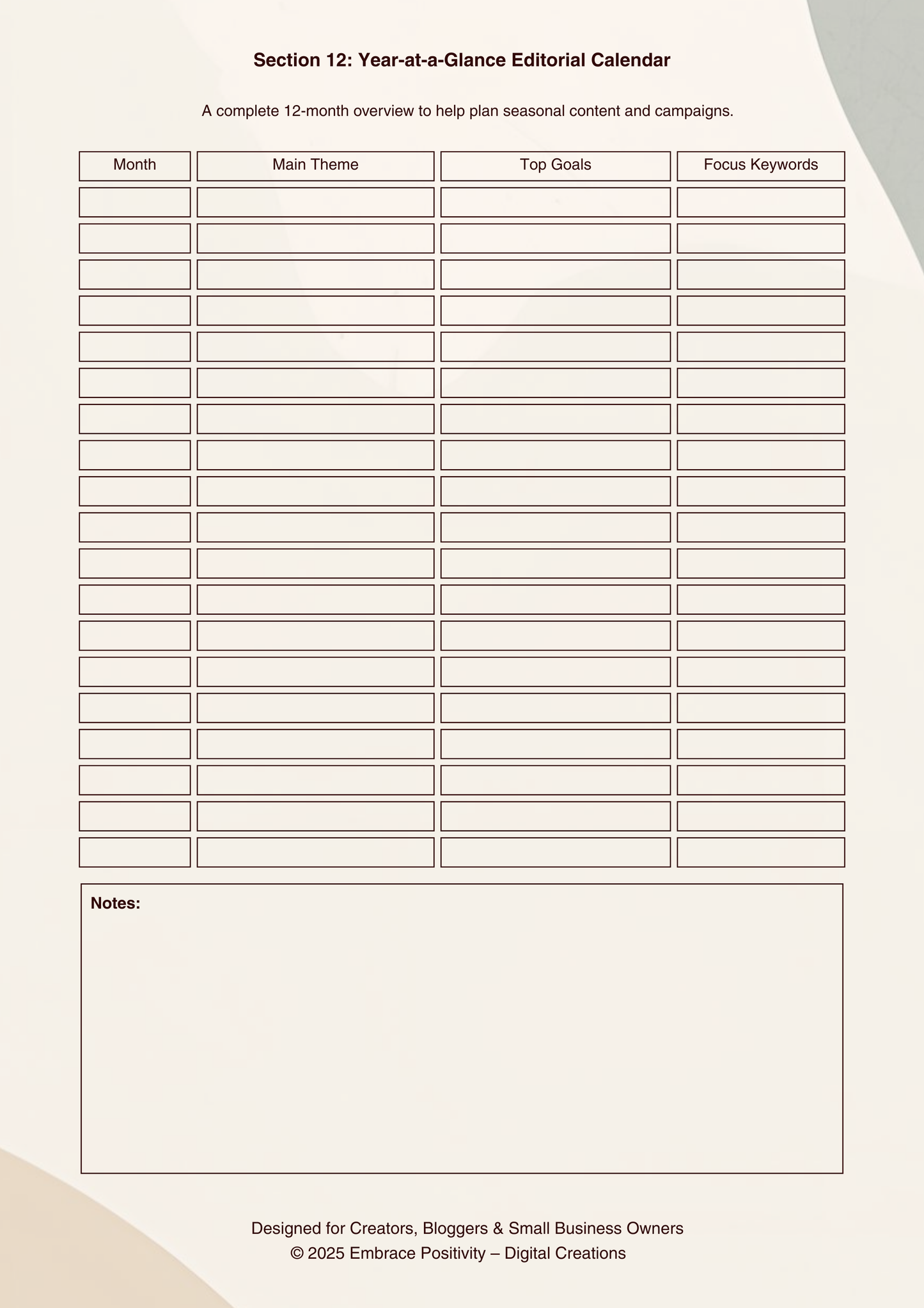14 Page Blog and Social Media Planner PLR Canva Template, Fully Customizable & Resellable