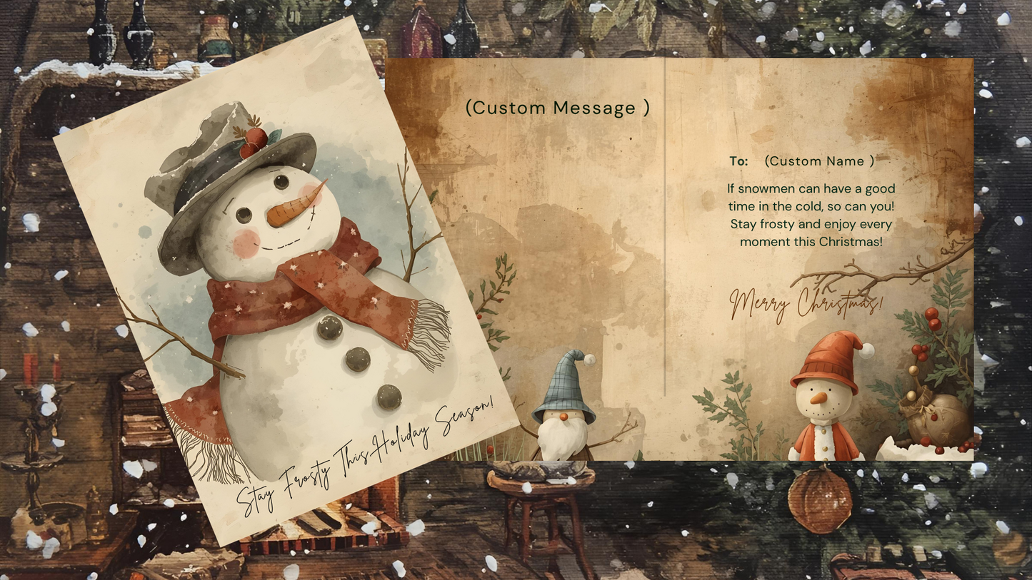 Get Ready for a Rustic Snowman Christmas! Digital Christmas Cards