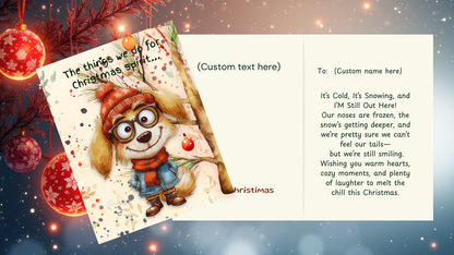 Whimsical Dog Christmas Cards | Funny Holiday Set 7 | 5x7 Vertical Templates | Printable Digital Card Designs