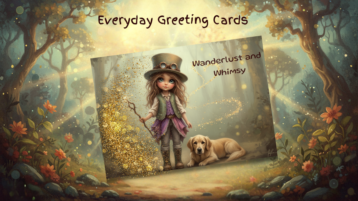 Digital Whymsical - Vagbon girl - Greeting Cards - Personnel use