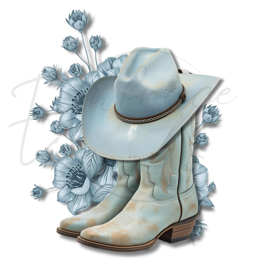 Rustic Cowboy Boots & Hat - DTF Template