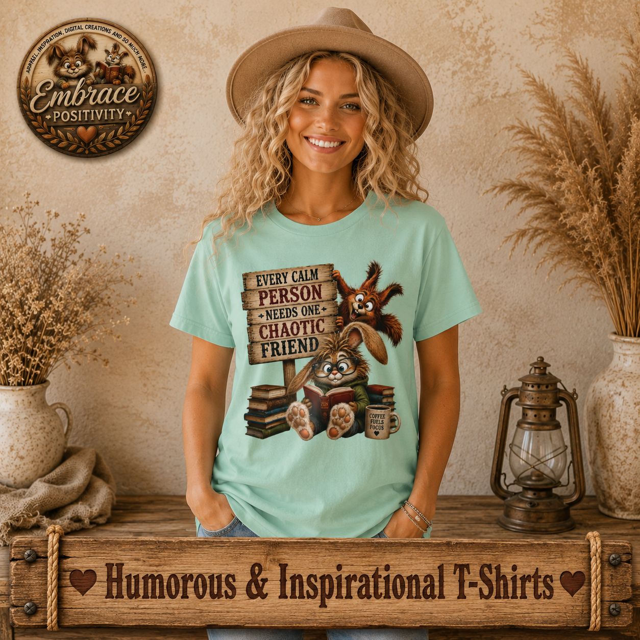 Funny Bunny & Squirrel Tee | Every Calm Person Needs Chaos