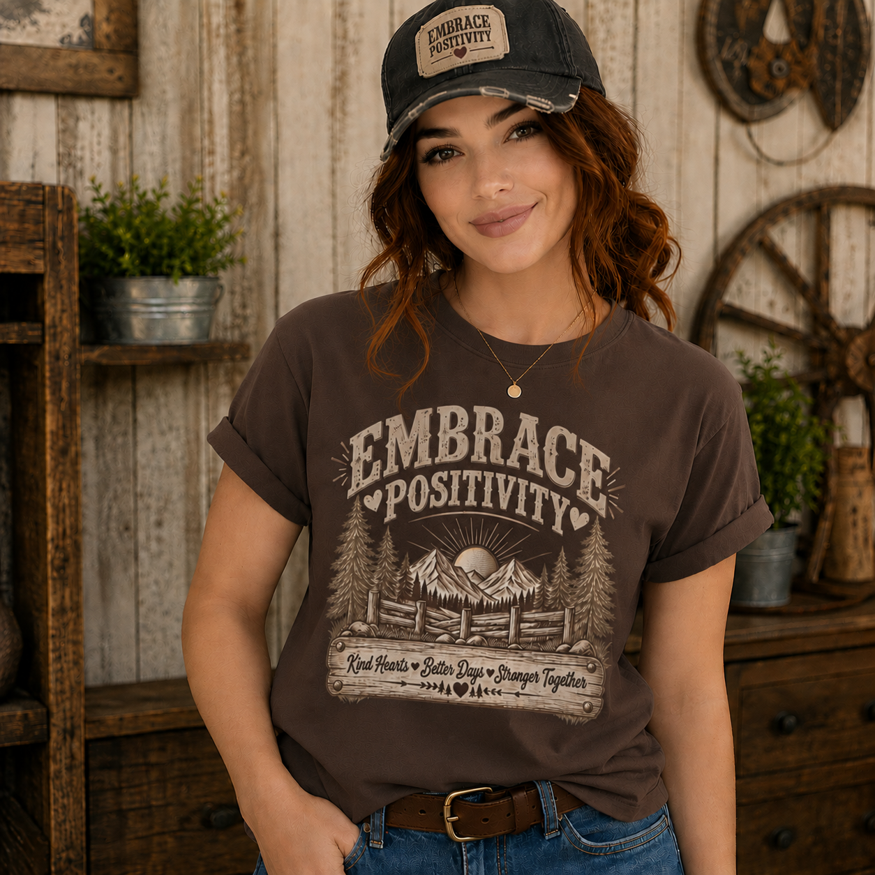 Embrace Positivity Tee  Vintage Nature Graphic T-Shirt