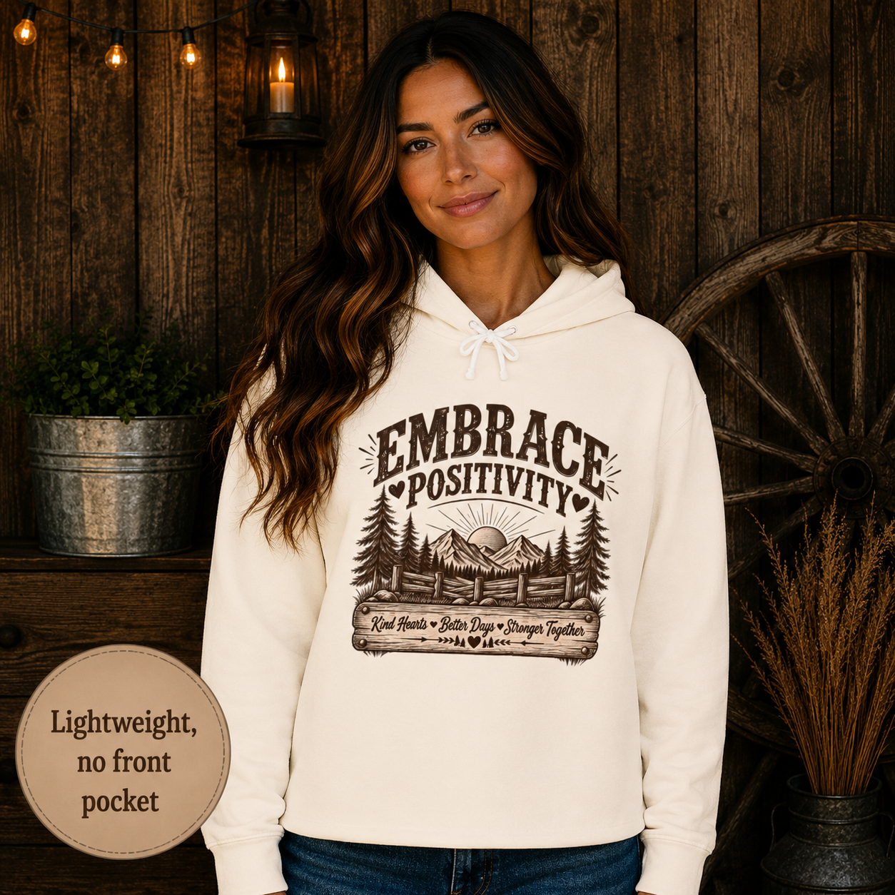 Embrace Positivity Hoodie  Vintage Nature Graphic Hooded Sweatshirt