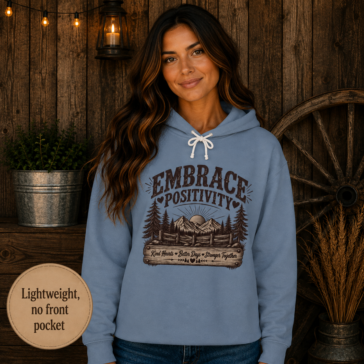 Embrace Positivity Hoodie  Vintage Nature Graphic Hooded Sweatshirt