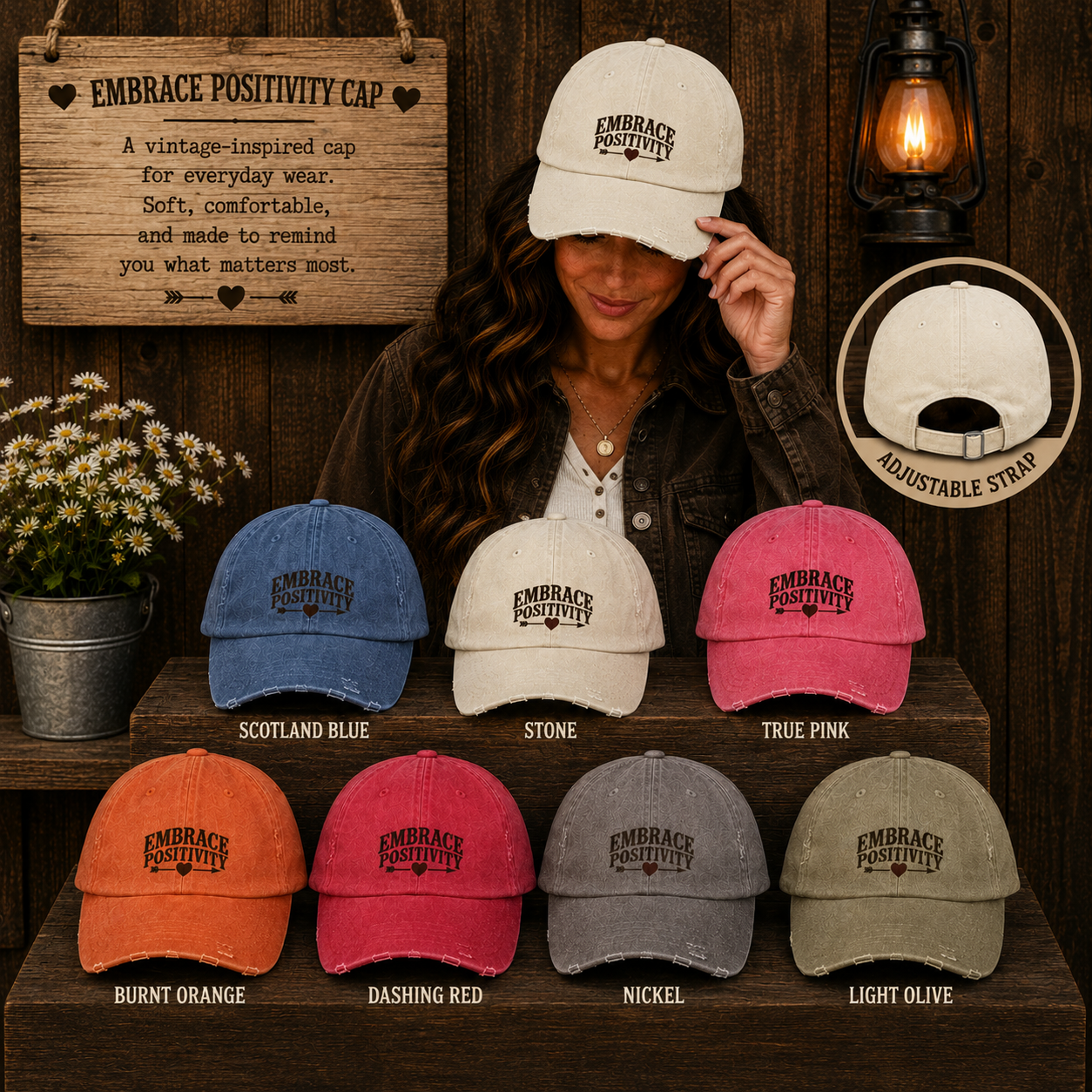 Embrace Positivity Distressed Baseball Cap