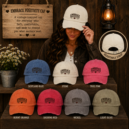 Embrace Positivity Distressed Baseball Cap