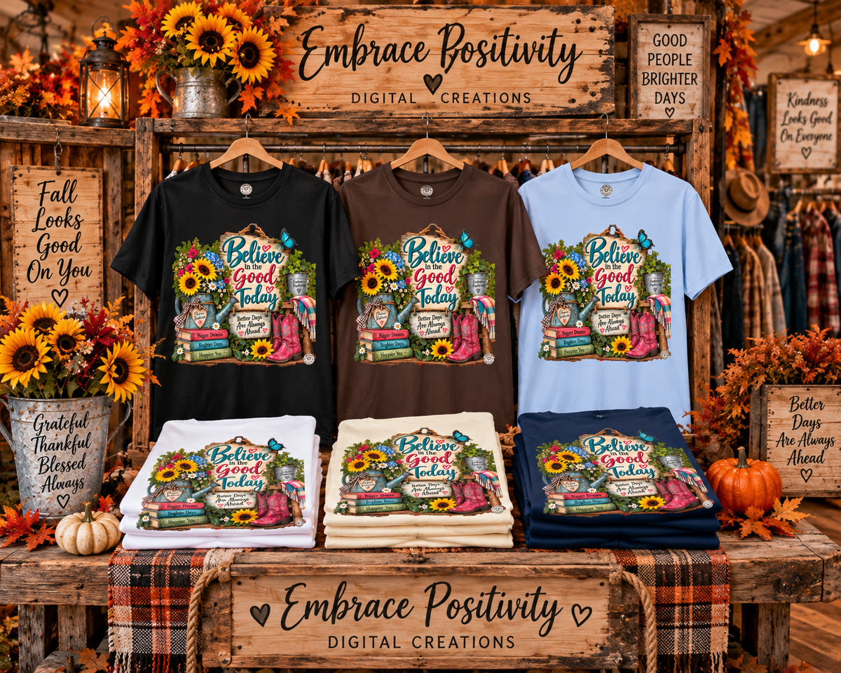 Believe In The Good Today T-Shirt — Floral Inspirational Graphic Tee for Readers & Teachers