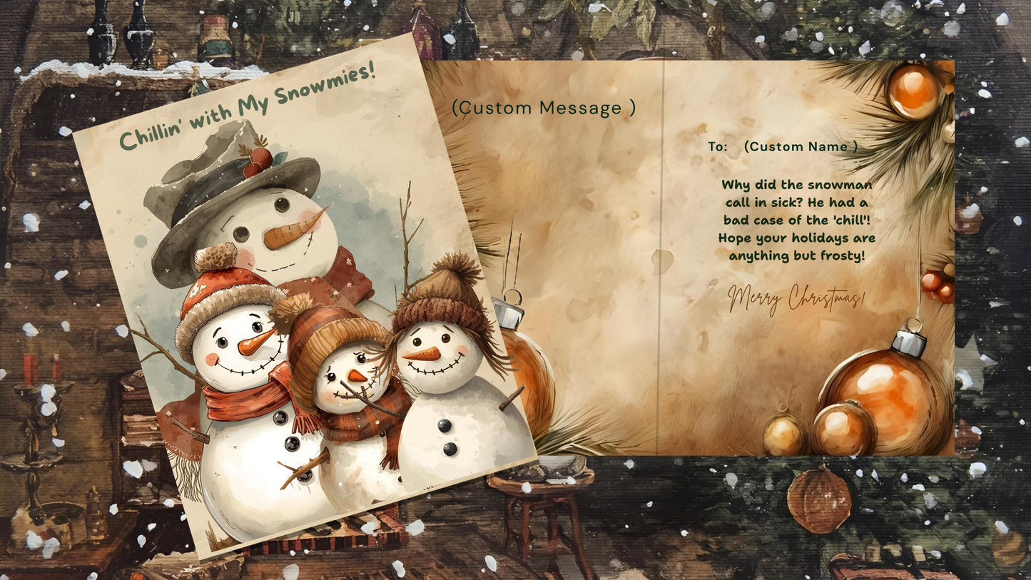 Get Ready for a Rustic Snowman Christmas! Digital Christmas Cards