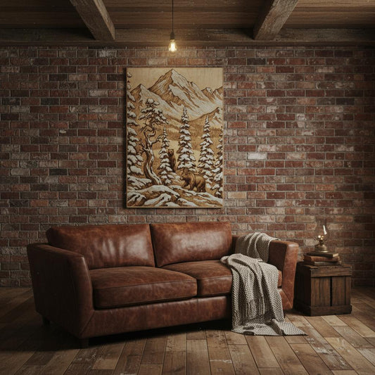 Eco-friendly wood print featuring stunning artwork on FSC-certified birch wood with visible natural grain, matte finish, and seamless edge-to-edge design — blending rustic charm with modern, sustainable décor.