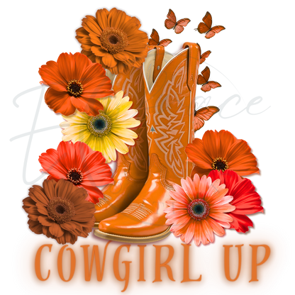 Cowboy Boot With Flowers - DTF TEMPLATE