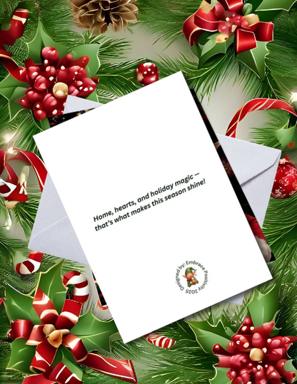 Whimsical Personalized Christmas Greeting Card Pack (10) – Santa's Selfie with Elves & Rudolph